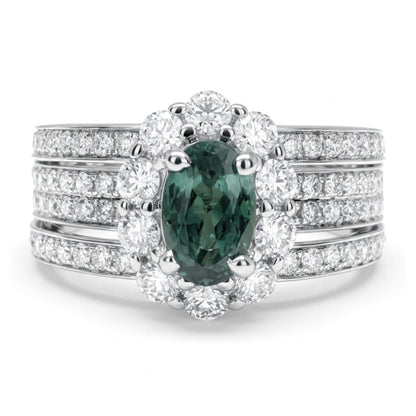 14K 0.51ct Oval Alexandrite 0.82cttw White Diamonds Ring