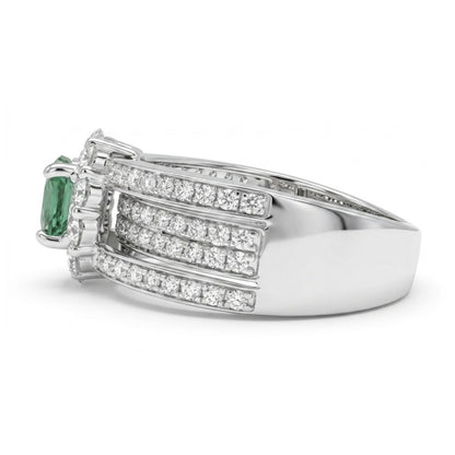14K 0.51ct Oval Alexandrite 0.82cttw White Diamonds Ring