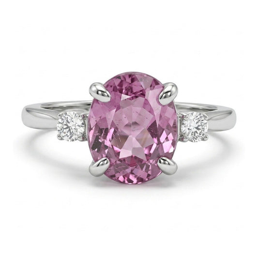 14K 2.62ct Oval Copper Bearing Tourmaline 0.15cttw VS White Diamonds Ring