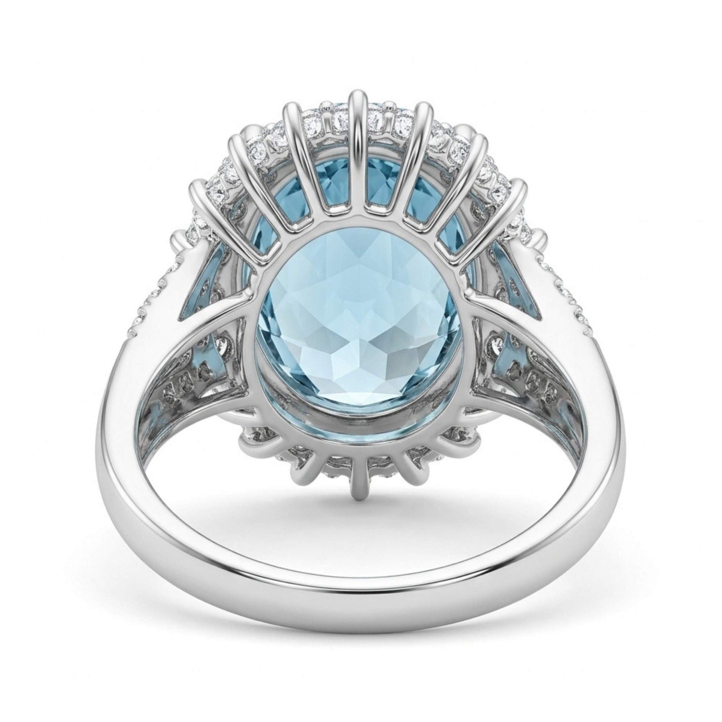 14K 12.31ct Oval Santa Maria Aquamarine 1.61cttw VS White Diamonds Ring