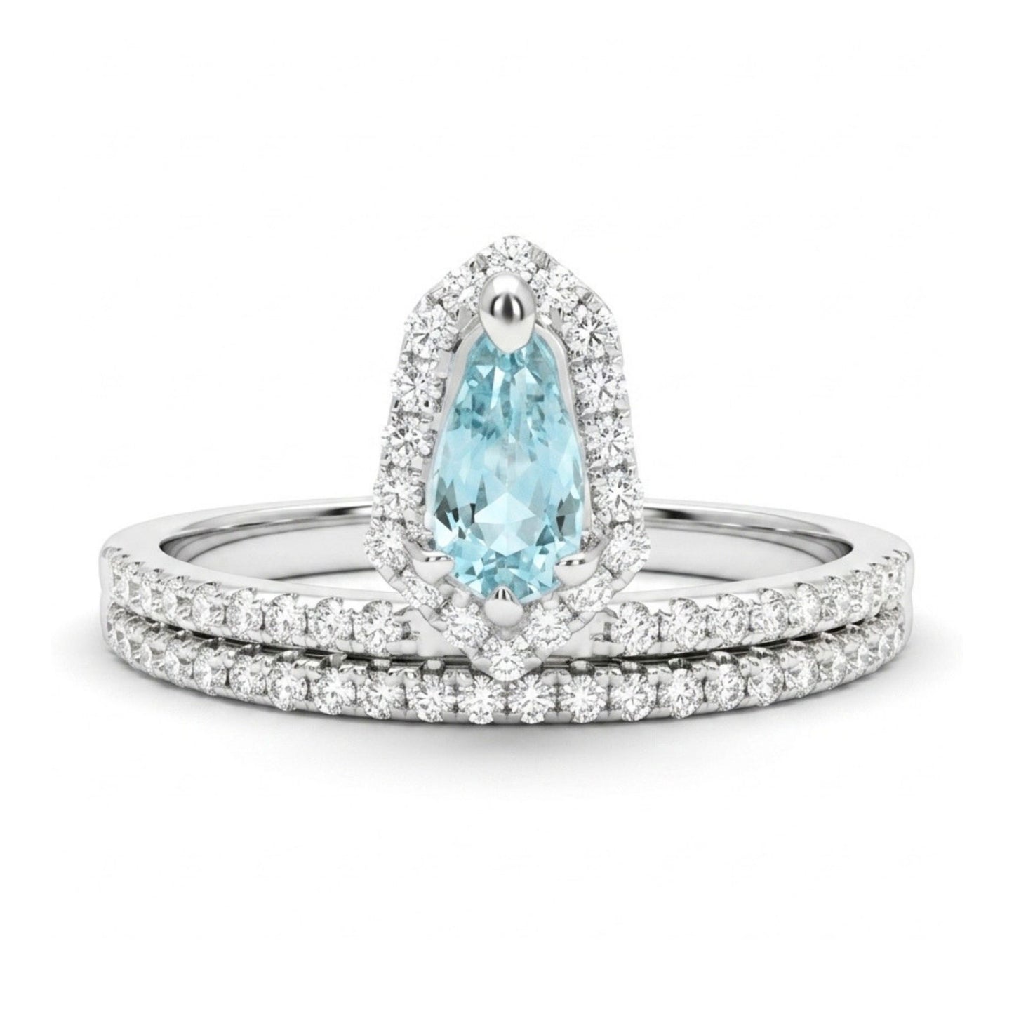 14K 0.24ct Pear Shape Paraiba 0.30cttw VS White Diamonds Ring
