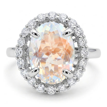 14K 2.17ct Oval Moonstone 0.53cttw White Diamonds Ring