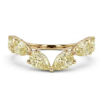 14K yellow gold pear shape VS yellow diamond wonder ring