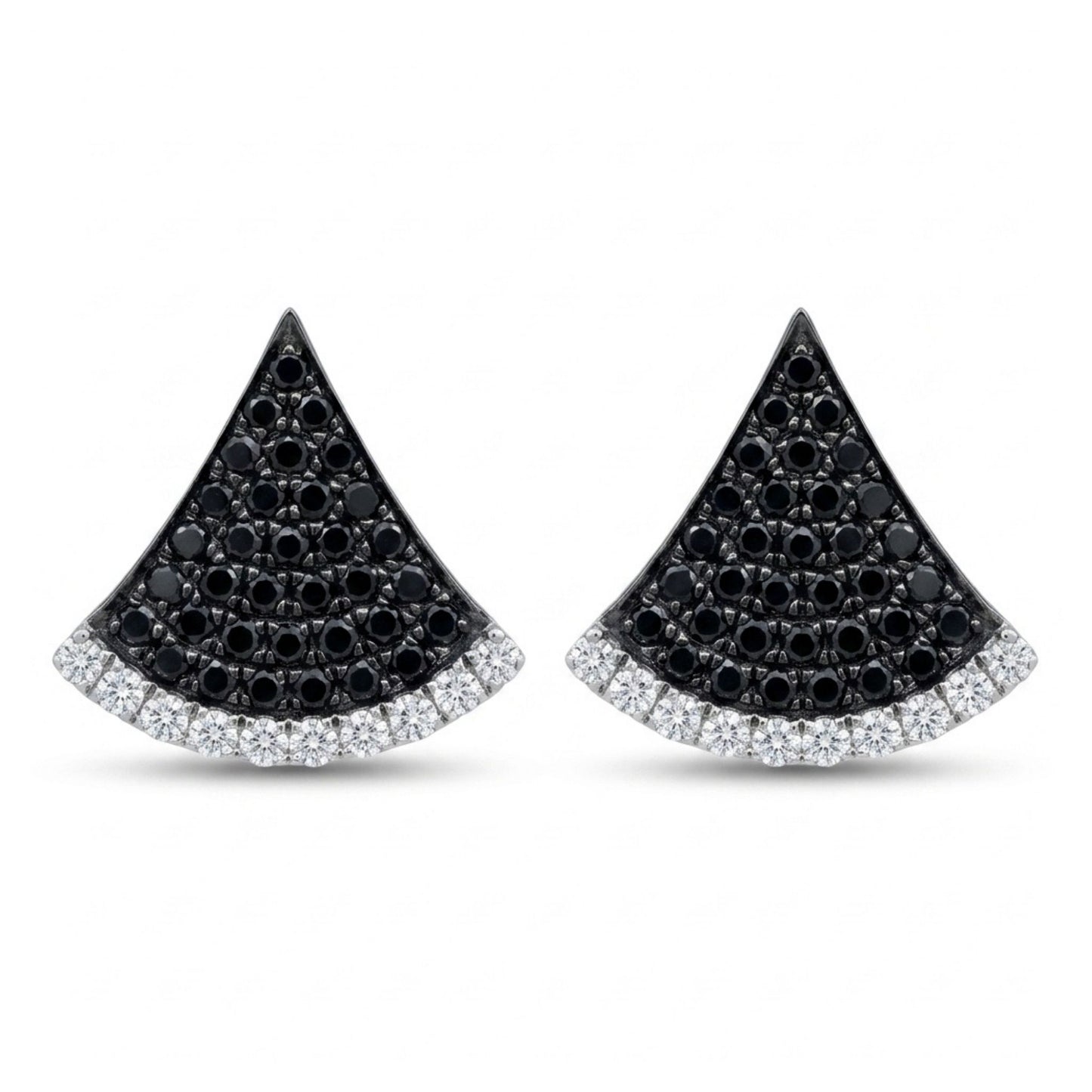14K 0.80cttw Round Black Diamond 0.27cttw VS White Diamonds Stud Earrings