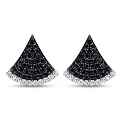 14K 0.80cttw Round Black Diamond 0.27cttw VS White Diamonds Stud Earrings