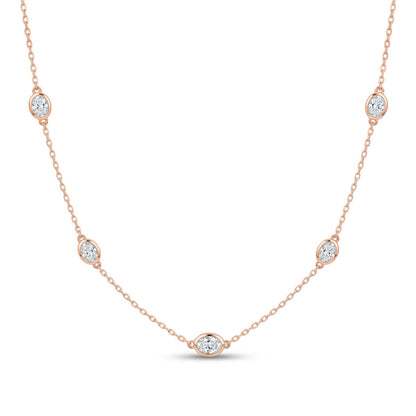 14K 0.95cttw Oval VS White Diamond Station Necklace