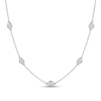 14K 0.95cttw Oval VS White Diamond Station Necklace