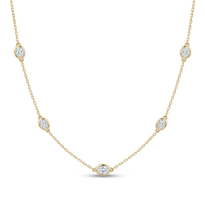 14K 0.95cttw Oval VS White Diamond Station Necklace