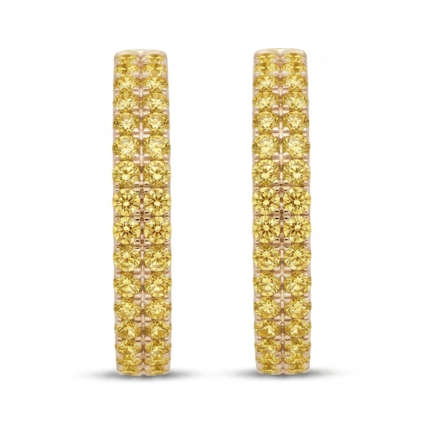 14K 2.09cttw Round Yellow Diamond Hoop Earrings