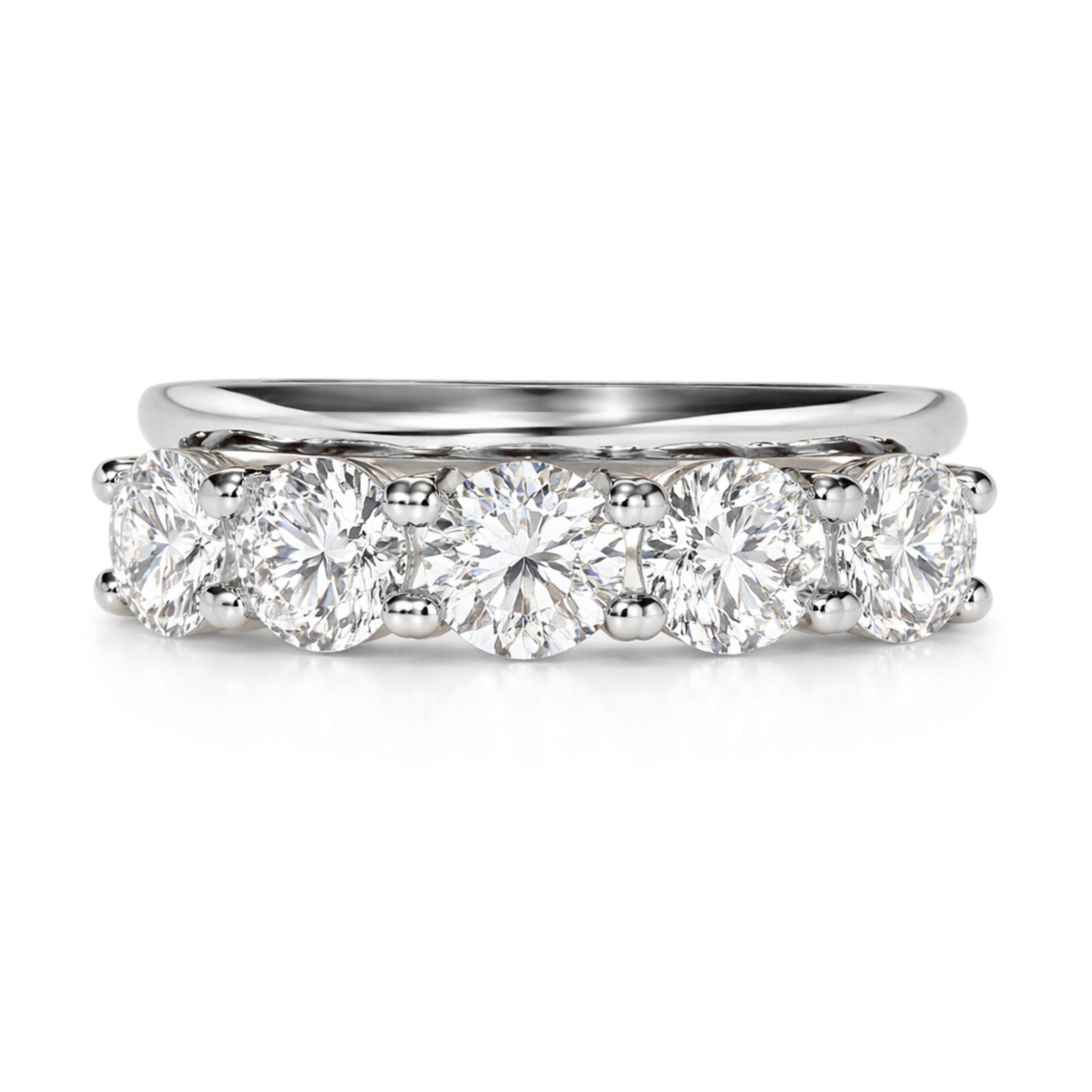 14K 2.00cttw Round VS White Diamond Stacked Band Ring