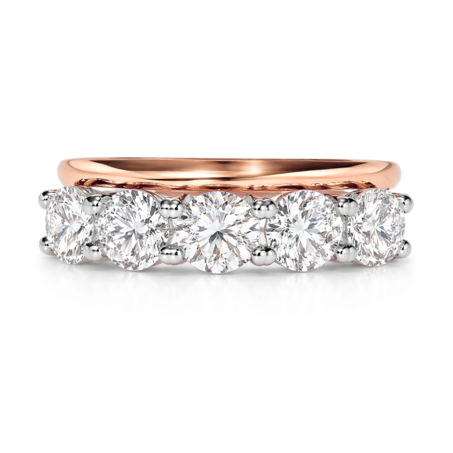 14K 2.00cttw Round VS White Diamond Stacked Band Ring