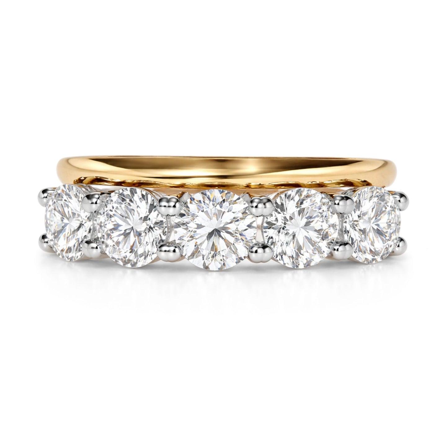 14K 2.00cttw Round VS White Diamond Stacked Band Ring