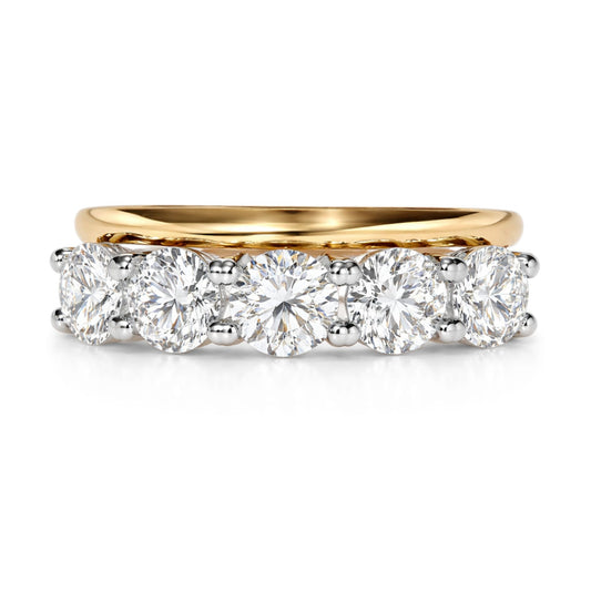 14K 2.00cttw Round VS White Diamond Stacked Band Ring