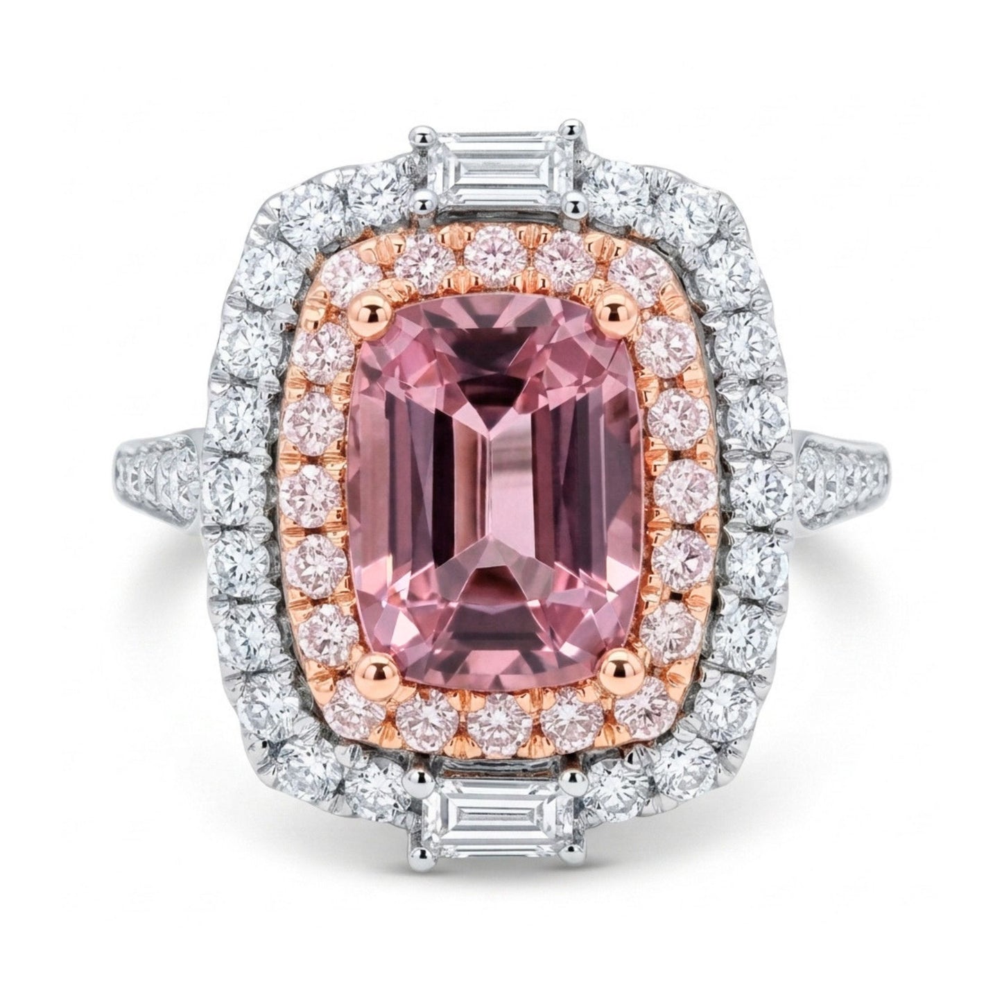 18K 1.49ct Cushion Pink Spinel 0.61cttw Pink & White Diamonds Ring