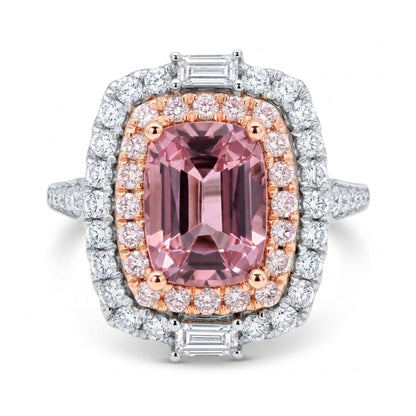 18K 1.49ct Cushion Pink Spinel 0.61cttw Pink & White Diamonds Ring