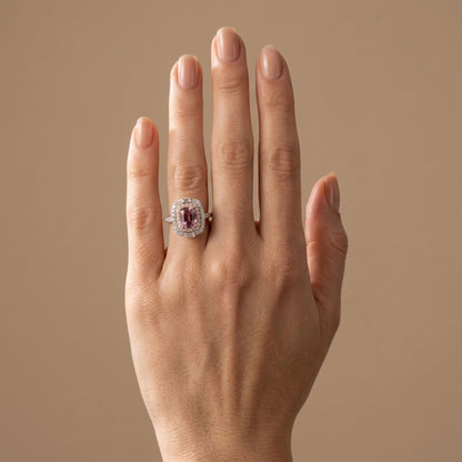 18K 1.49ct Cushion Pink Spinel 0.61cttw Pink & White Diamonds Ring