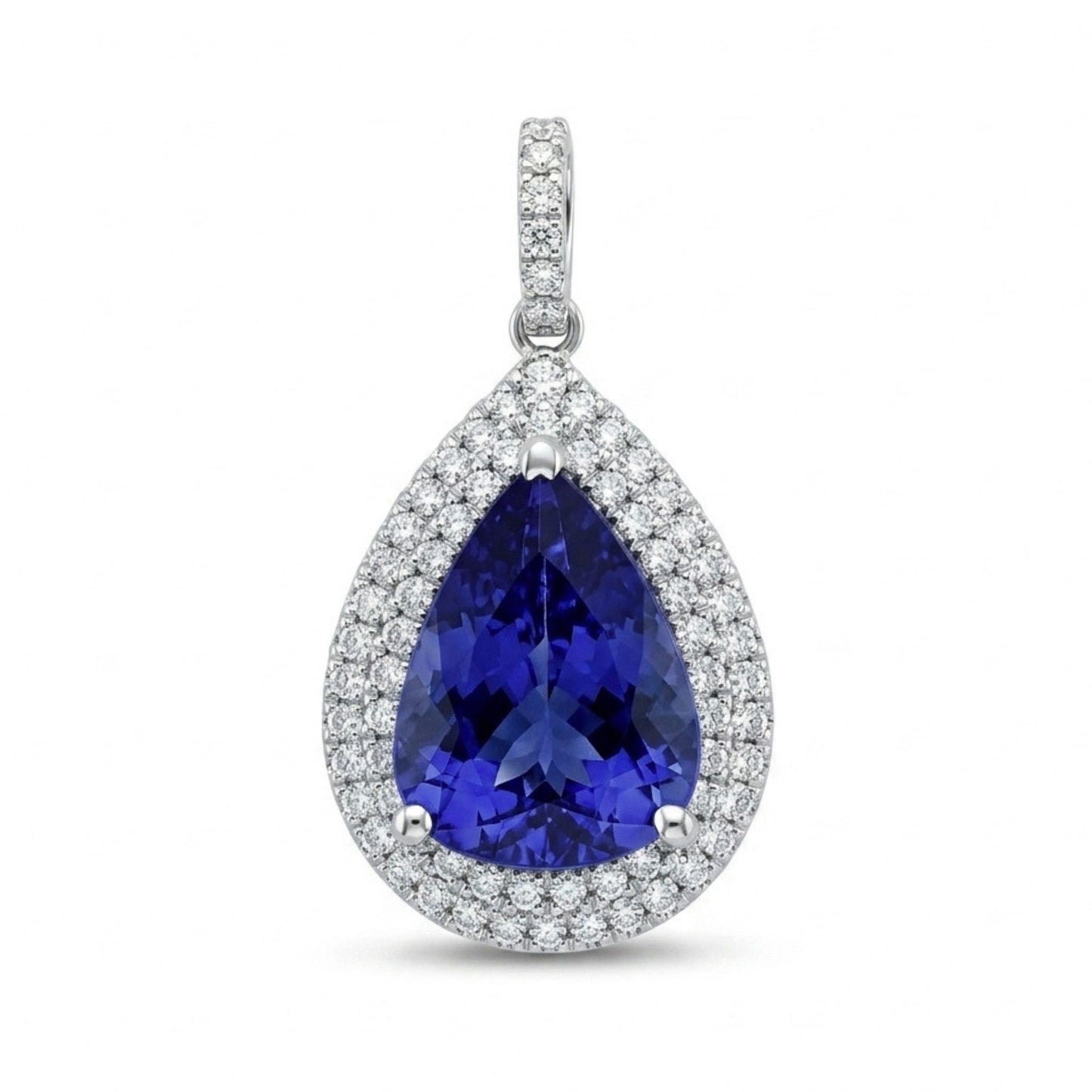 18K 5.85ct Pear Shape Blue Wing Tanzanite 0.80cttw White Diamonds Pendant