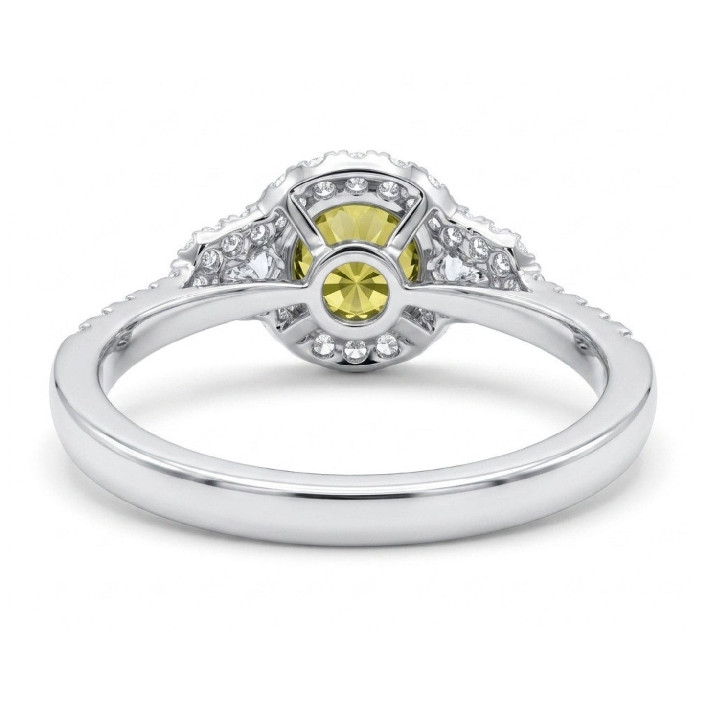 18K 1.71ct Round Unheated Yellow Sapphire 0.48cttw VS White Diamonds Ring