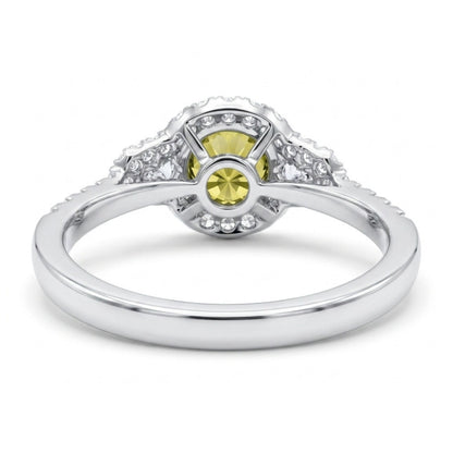 18K 1.71ct Round Unheated Yellow Sapphire 0.48cttw VS White Diamonds Ring