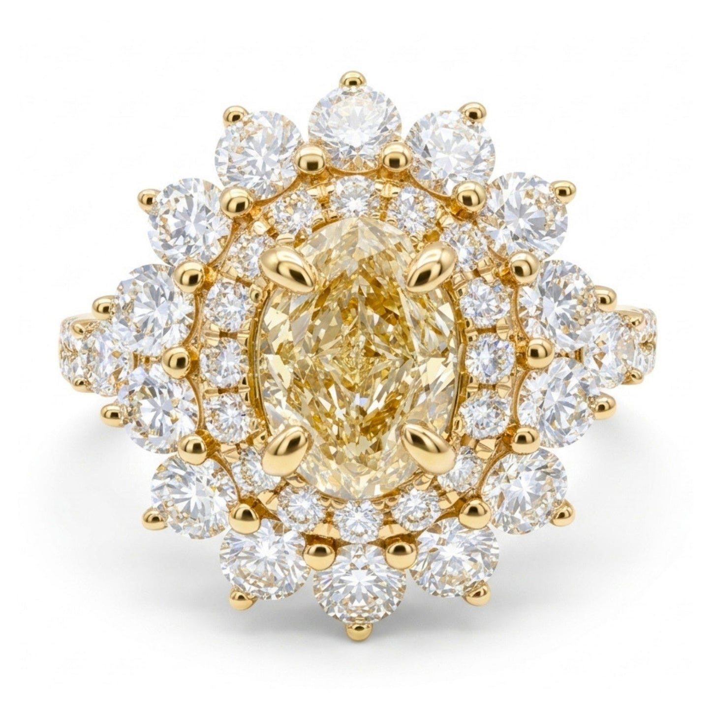 14K 1.09ct Oval VS Yellow Diamond 1.74cttw White Diamonds Ring