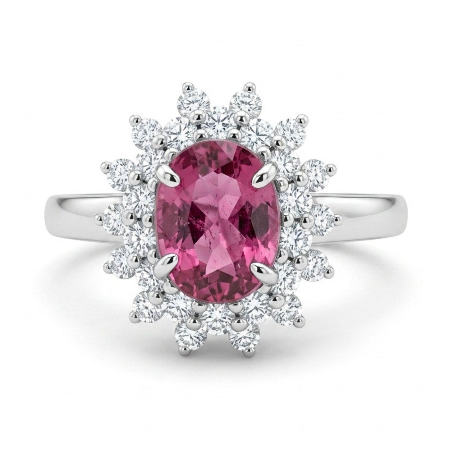 14K 1.22ct Oval Copper Bearing Tourmaline 0.58cttw VS White Diamonds Ring