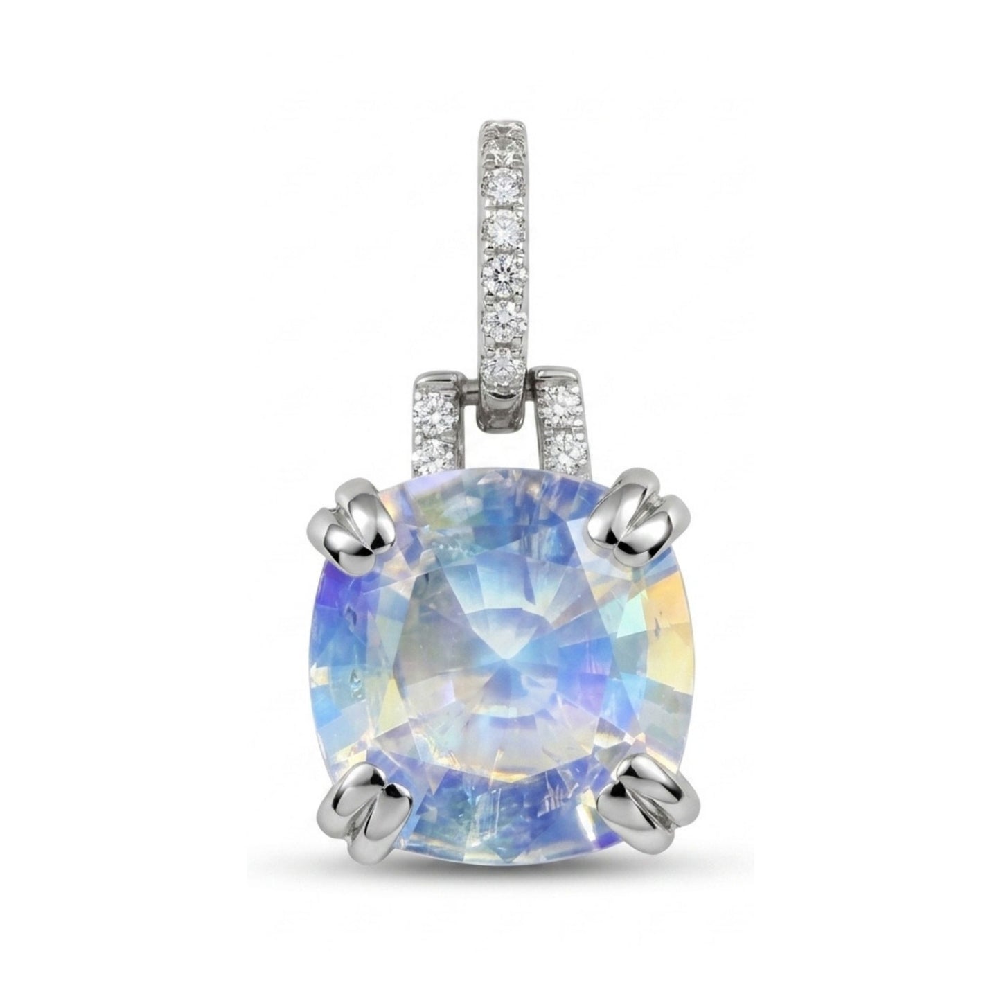 14K 2.55ct Cushion Moonstone 0.06cttw White Diamonds Pendant
