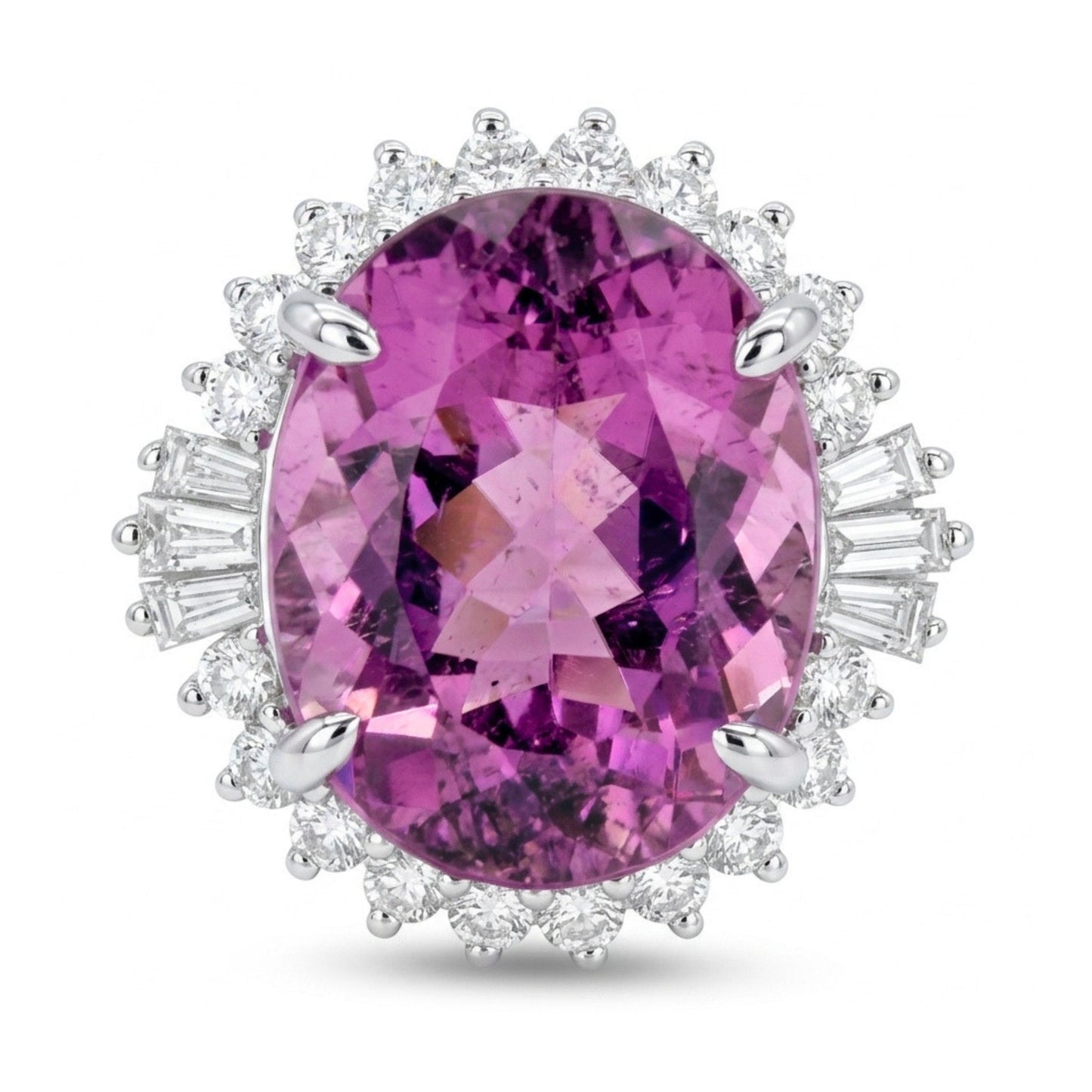14K 7.11ct Oval Copper Bearing Tourmaline 0.61cttw White Diamonds Ring