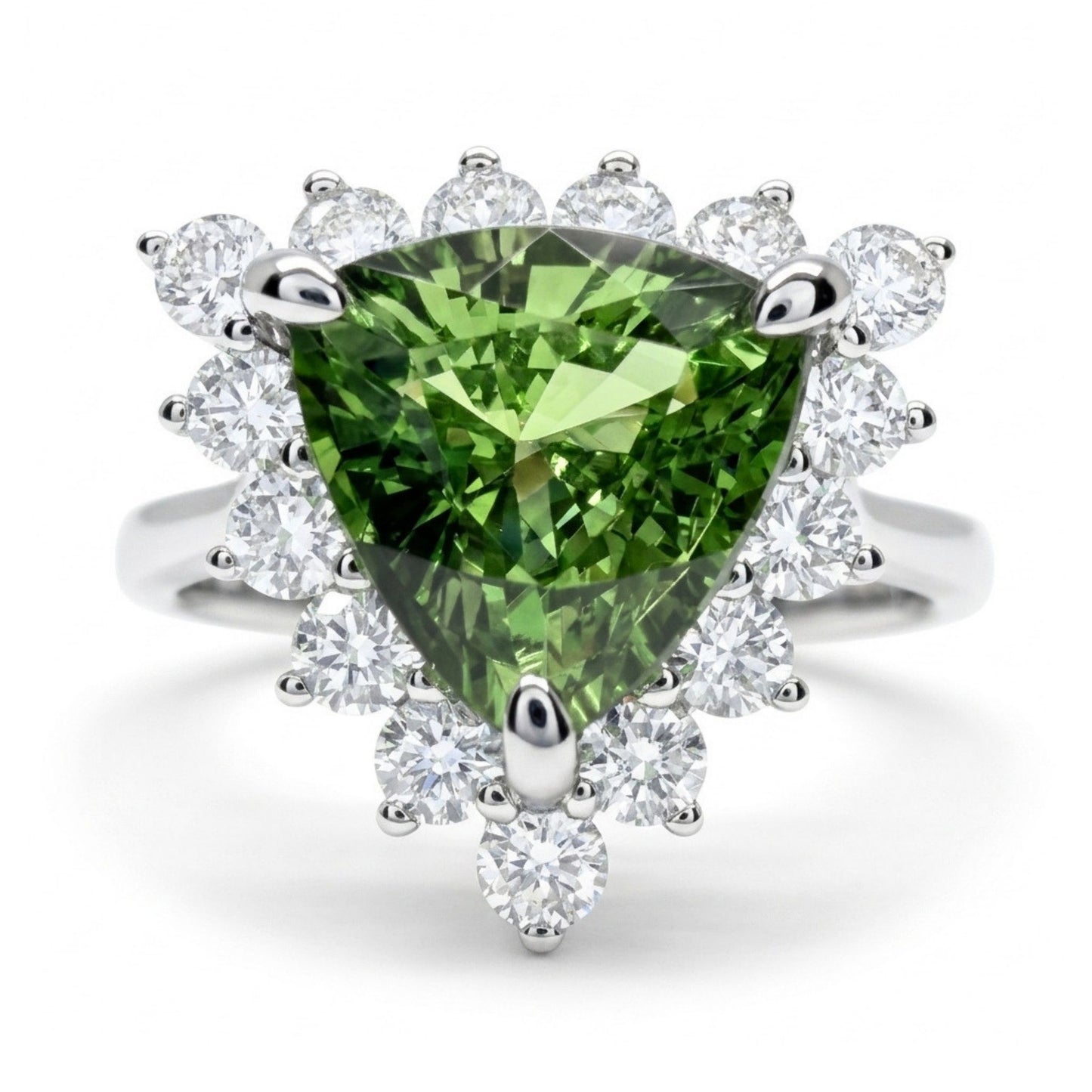 14K 2.81ct Trilliant Merelani Color Change Garnet 0.89cttw VS White Diamonds Ring