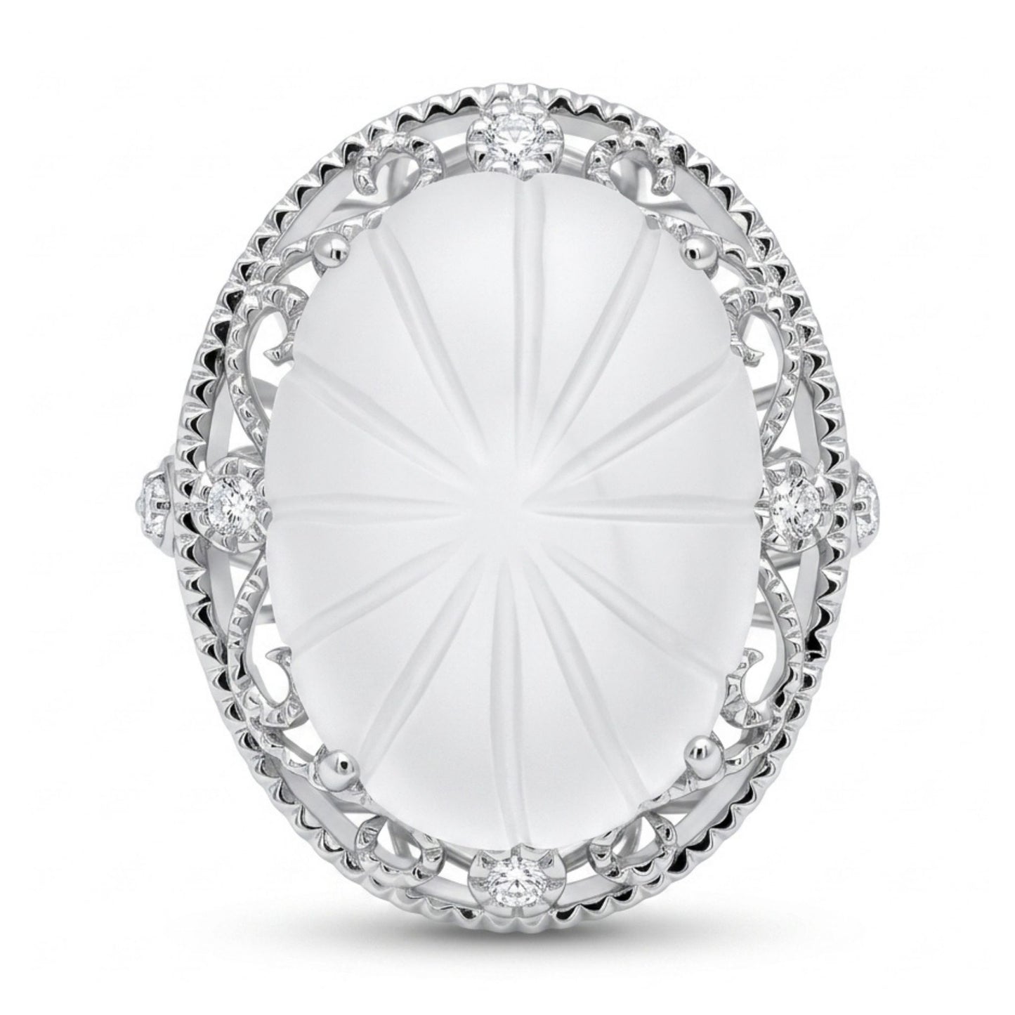 14K 12.68ct Fancy Cut Quartz 0.06cttw White Diamonds Ring