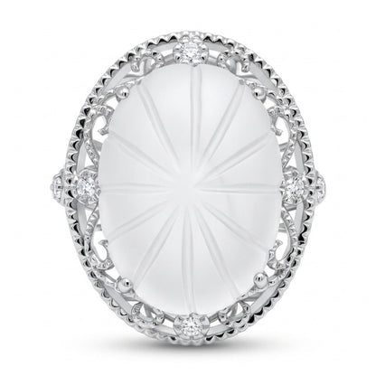14K 12.68ct Fancy Cut Quartz 0.06cttw White Diamonds Ring