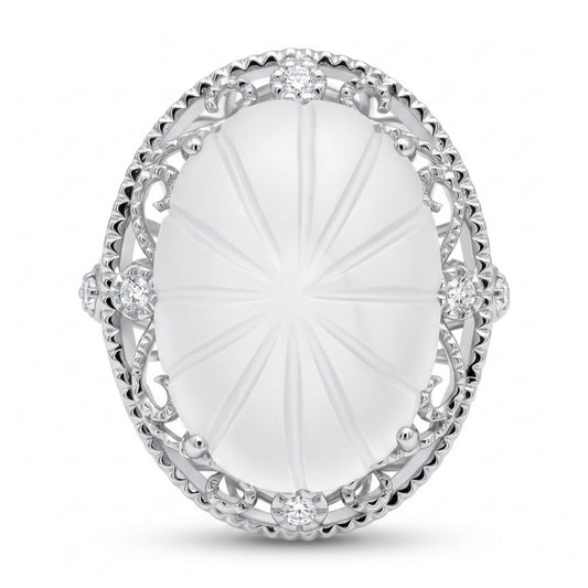 14K 12.68ct Fancy Cut Quartz 0.06cttw White Diamonds Ring