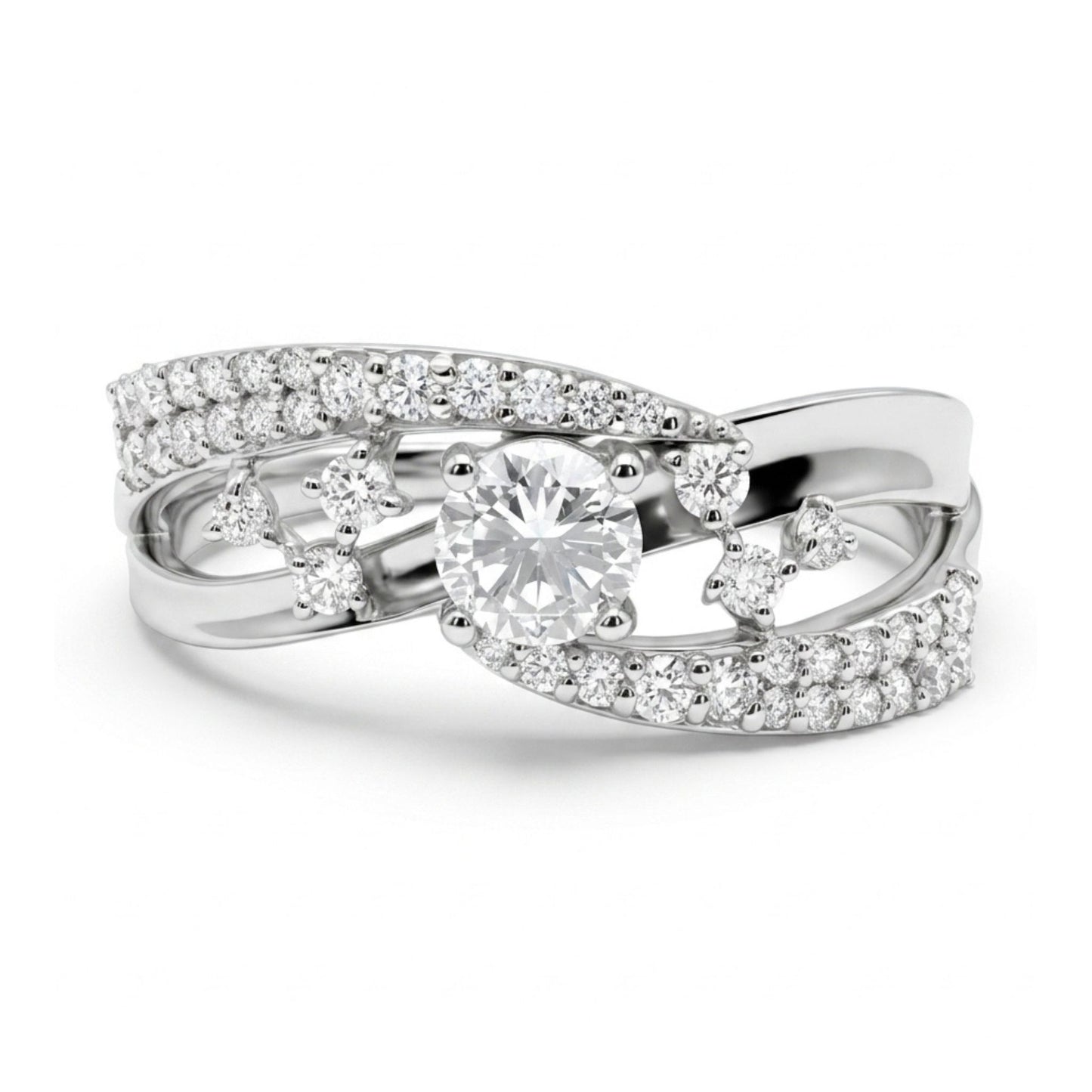 Platinum 0.54cttw Round White Diamonds Ring