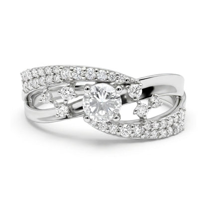 Platinum 0.54cttw Round White Diamonds Ring