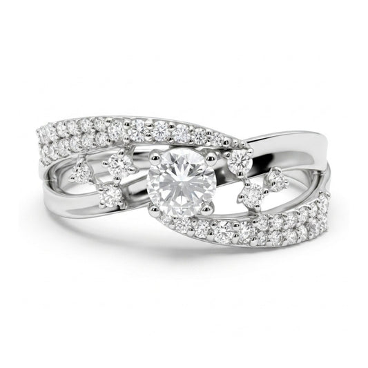 Platinum 0.54cttw Round White Diamonds Ring