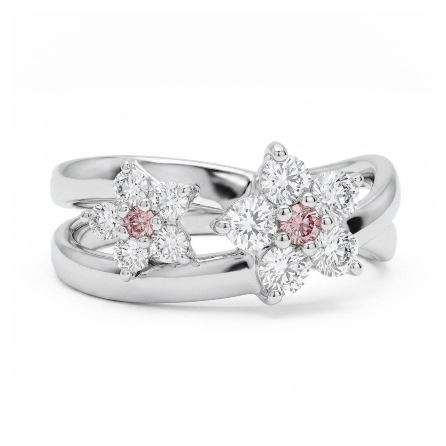 18K 0.04cttw Round Pink Diamonds 0.46cttw Round White Diamond Ring