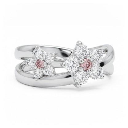 18K 0.04cttw Round Pink Diamonds 0.46cttw Round White Diamond Ring