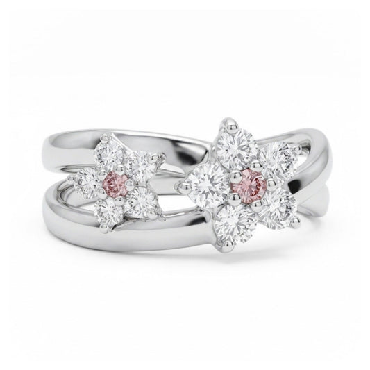 18K 0.04cttw Round Pink Diamonds 0.46cttw Round White Diamond Ring