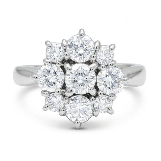 Platinum 0.87cttw Round White Diamond Ring