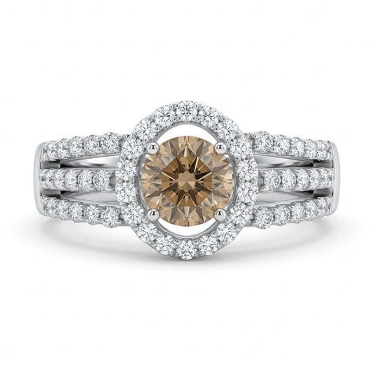 18K 0.50ct Round Fawn Diamond 0.50cttw White Diamonds Ring