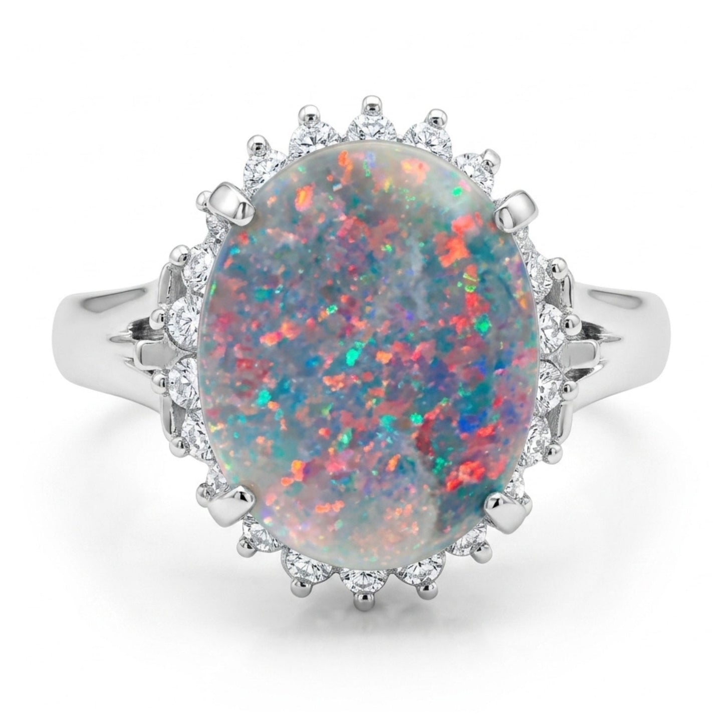 Platinum 1.47ct Oval Black Opal 0.29cttw White Diamonds Ring