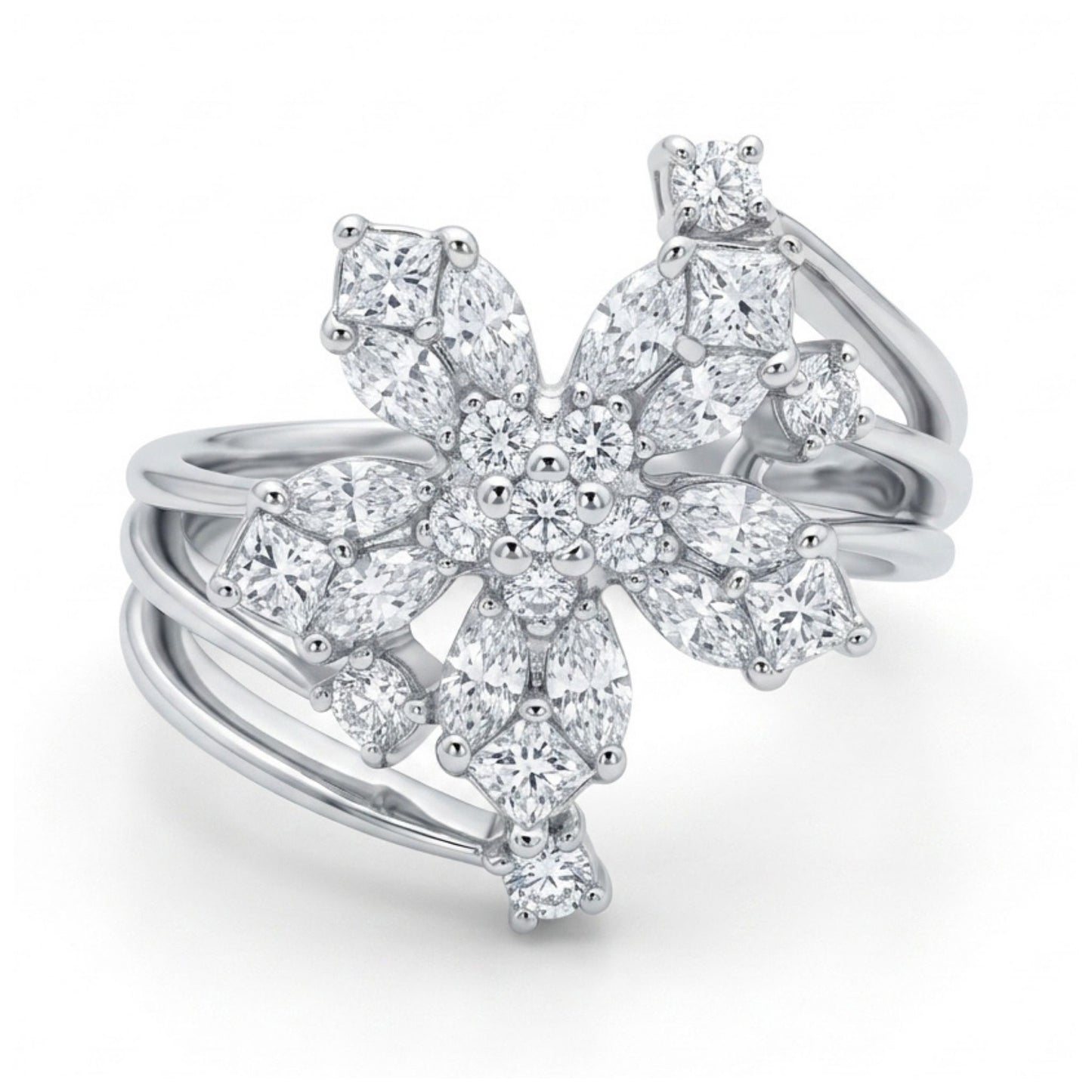 18K 0.91cttw White Diamond Designer Ring