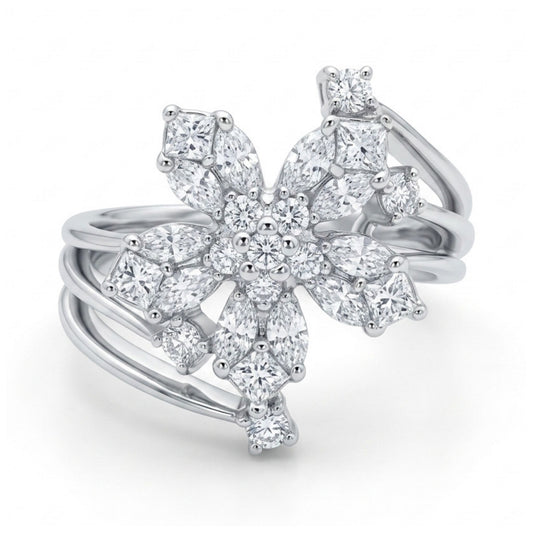 18K 0.91cttw White Diamond Designer Ring