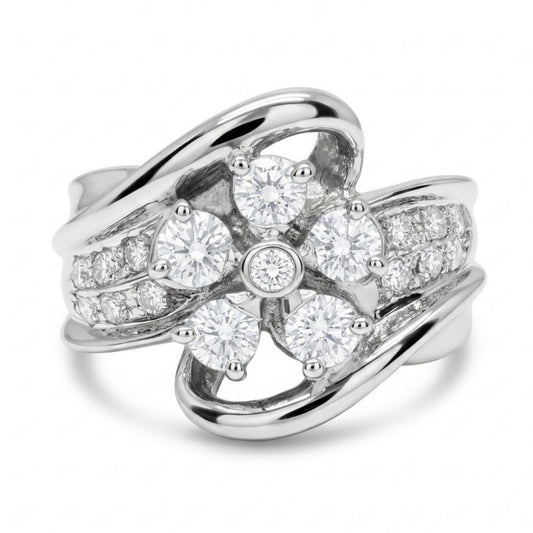 Platinum 0.70cttw Round White Diamond Ring
