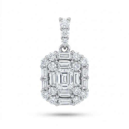 Platinum 0.55cttw Baguette & Round White Diamond Pendant