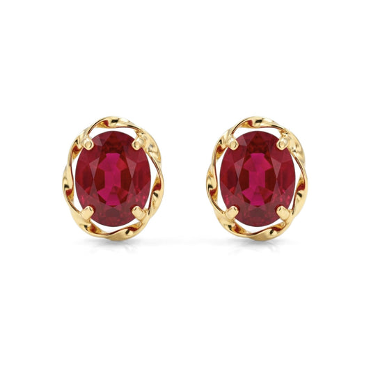 18K 0.56cttw Oval Burma Ruby Stud Earrings