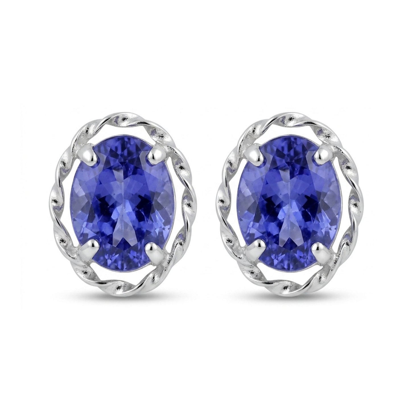 Platinum 0.56cttw Oval Tanzanite Stud Earrings