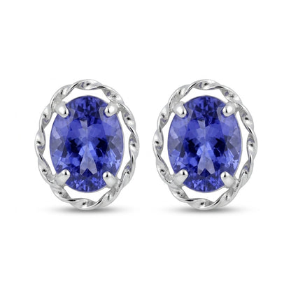 Platinum 0.56cttw Oval Tanzanite Stud Earrings
