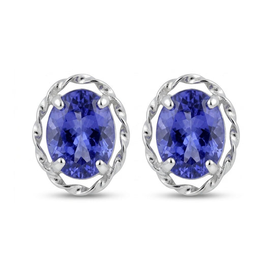 Platinum 0.56cttw Oval Tanzanite Stud Earrings