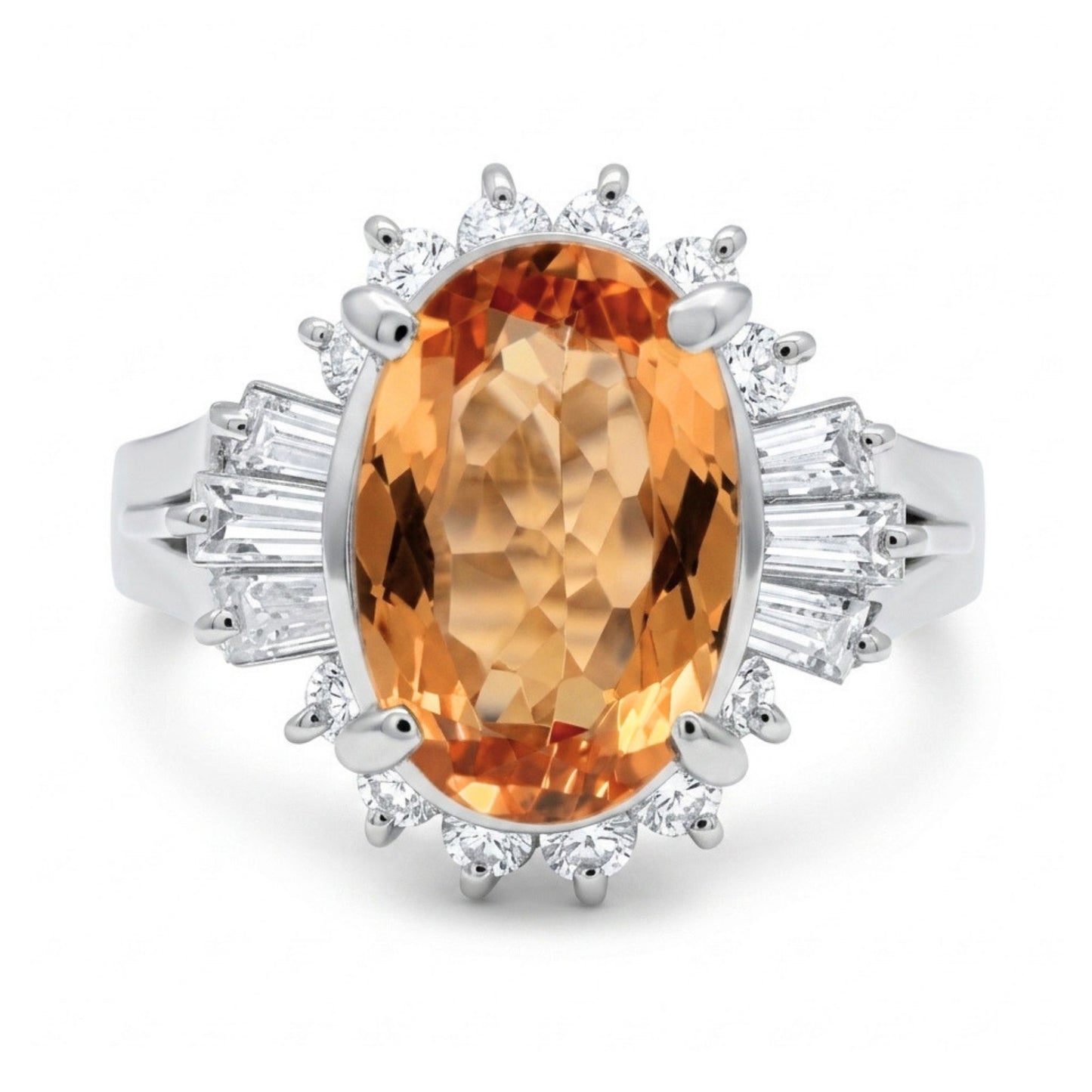 Platinum 1.76ct Oval Imperial Topaz 0.49cttw White Diamonds Ring