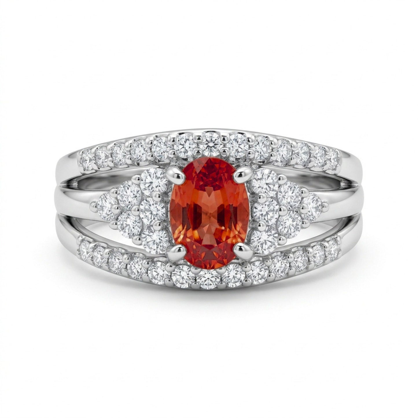 Platinum 0.97cttw Oval Imperial Topaz 0.52cttw White Diamonds Ring